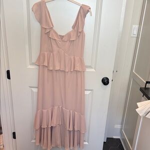 Show Me Your MuMu Blush Pink Ruffle Maxi Dress
